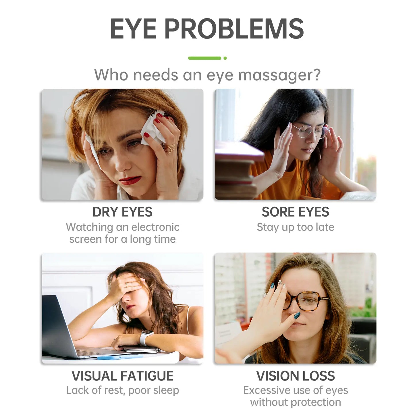 Eye Mask Massager with Heat - Rechargeable Eye Mask for Dark Circles, Dry Eye, and Relaxation,