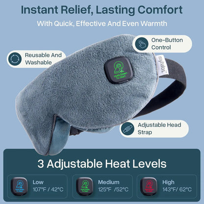Myhalos Cordless Heated Eye Mask for Dry Eyes - Rechargeable Eye Heat Mask - Dry Eye Mask with Washable Cover - Warm Compress for Eyes, Styes & Blepharitis - USB Heated Eye Mask for Dry Eyes
