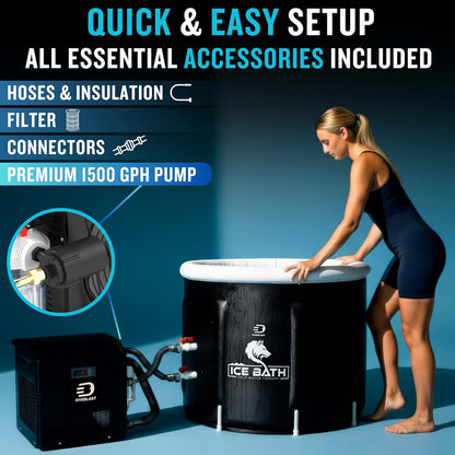 Cold Plunge Tub with Water Chiller, Pump and Filter - Low Consumption 2/3 HP Cold Plunge Chiller - Cools Water down to 39°F