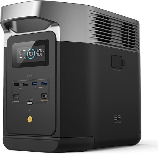 EF  Portable Power Station DELTA 2, 1024Wh Lifepo4 (LFP) Battery, 1800W AC/100W USB-C Output, Solar Generator(Solar Panel Optional) for Home Backup Power, Camping & Rvs