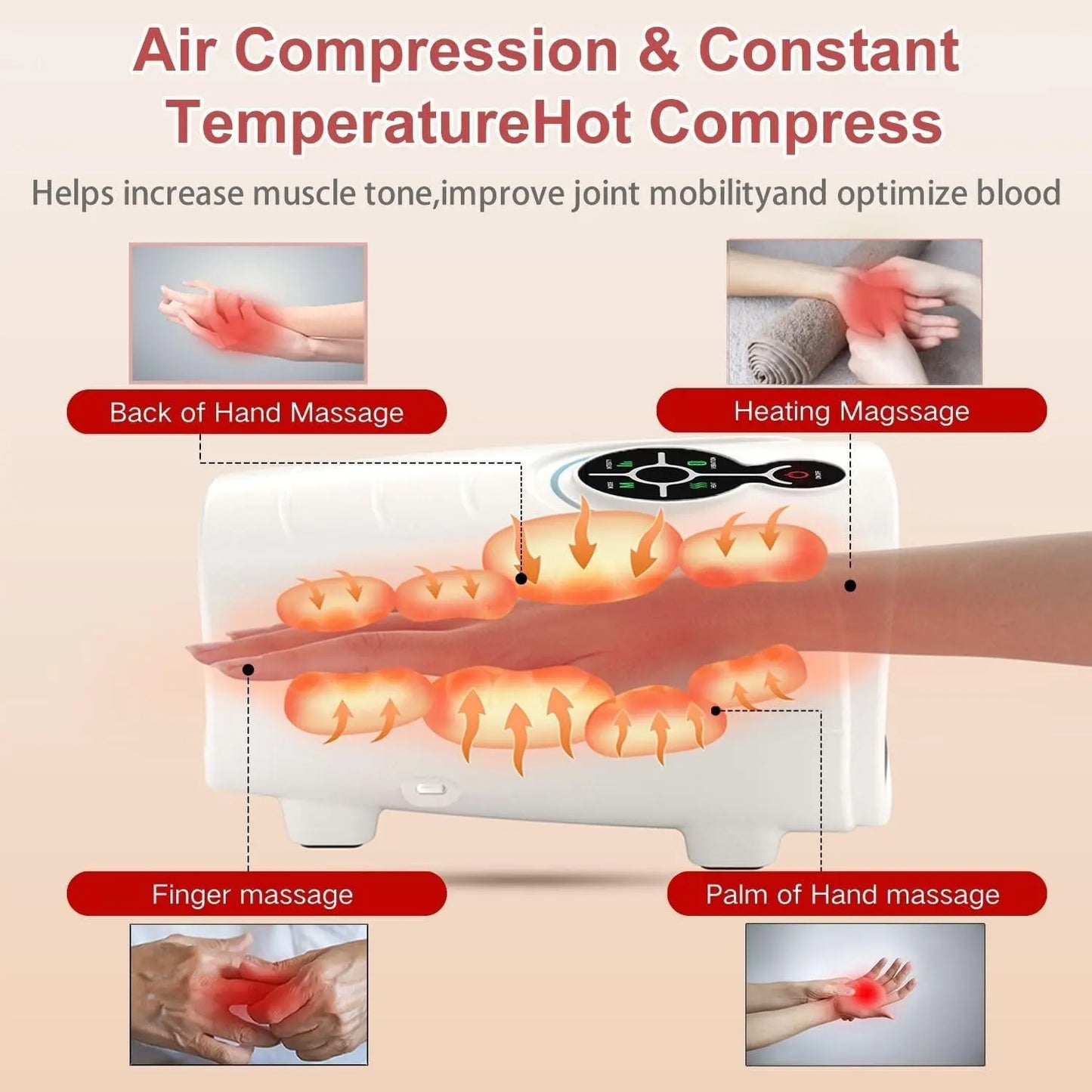 AERLANG Hand Massager, Mother'S Day Gifts for Mom Birthday Gifts for Women Hand Massage Machine with Heat and Compression Cordless Electric Hand Massager for Soothing Relief of Arthritis and Carpal Tunnel Discomfort