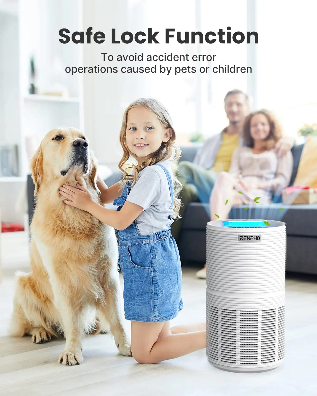 RENPHO Large Room Air Purifier - Effectively Eliminates Smoke, Pet Hair, Pollen, and Dust for Improved Indoor Air Quality