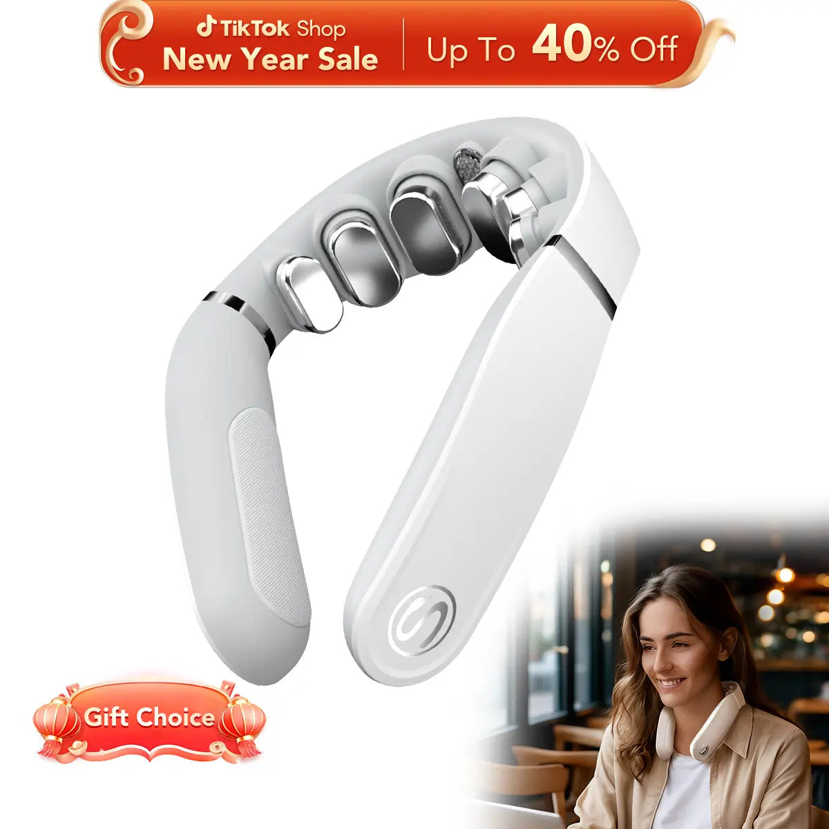 SKG GS500-N Deep Neck Massager with Heat for Daily Stress Relief, Best Gift