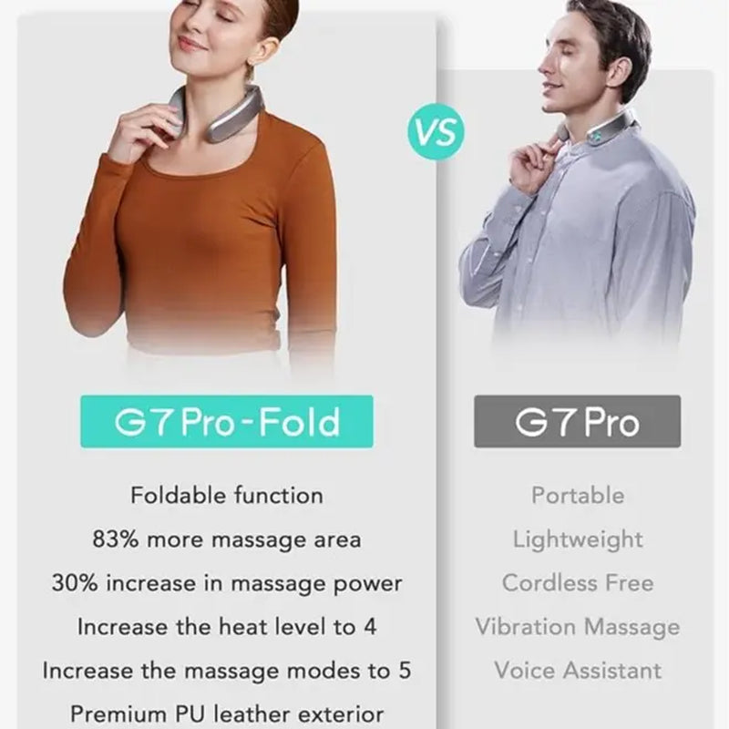 Mid-Year Mega Sale: SKG Foldable Neck Massager with Heat, Cordless Deep Tissue Vibration Massager for Pain Relief, Portable 9D Electric Shiatsu Neck Massager Relaxer Women Men Gift Use at Home Office Car, G7PRO-FOLD