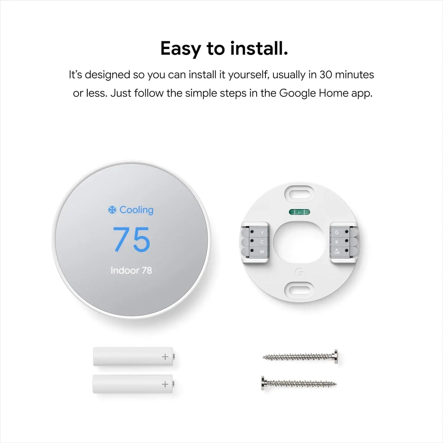 Google Nest Smart Thermostat for Home - Programmable Wifi Control - Snow White
