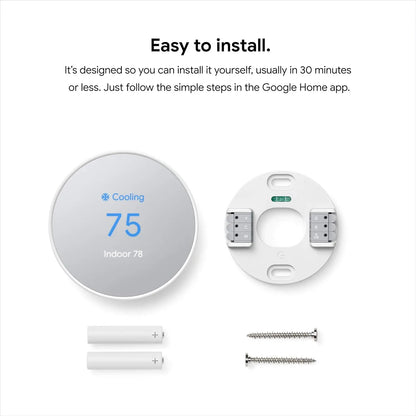 Google Nest Smart Thermostat for Home - Programmable Wifi Control - Snow White