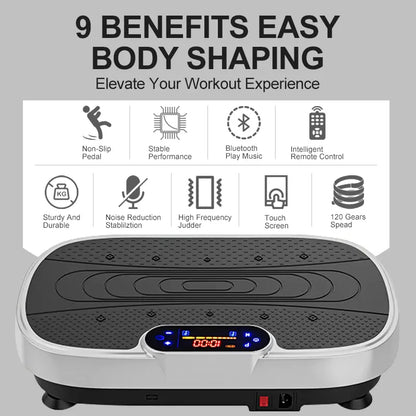 Vibration Plate Fitness Platform Exercise Machine Vibrating Lymphatic Drainage Shaking Full Body Shaker Workout Vibrate Stand Shake Board Sport Gym for Weight Loss Fat Burner for Women Men