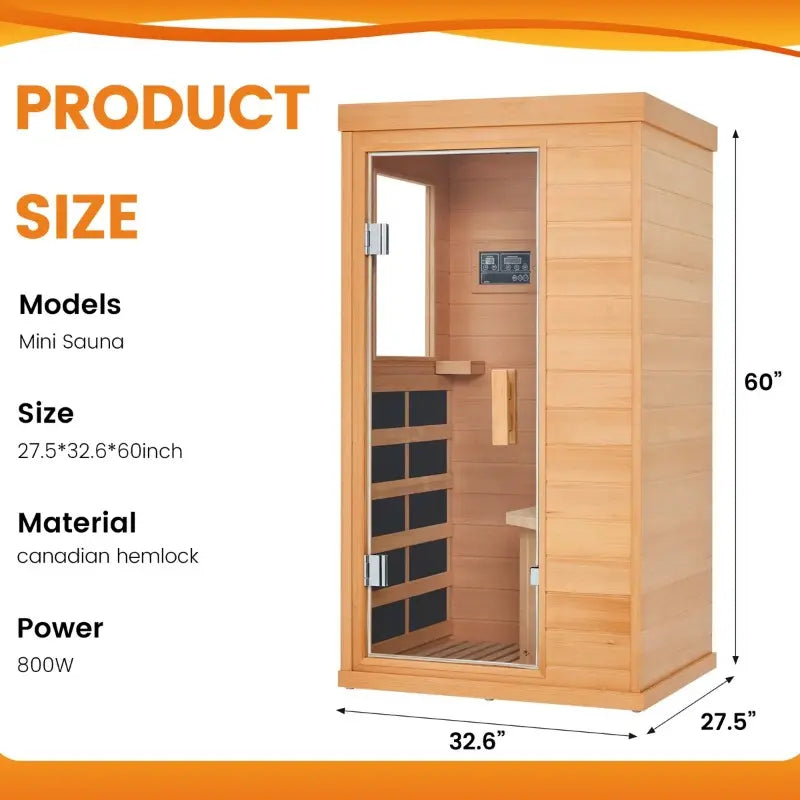 Mini Far Infrared Home Sauna - Low EMF Design Featuring Chromotherapy Lighting & Red Light, Spa-Quality for Home Use