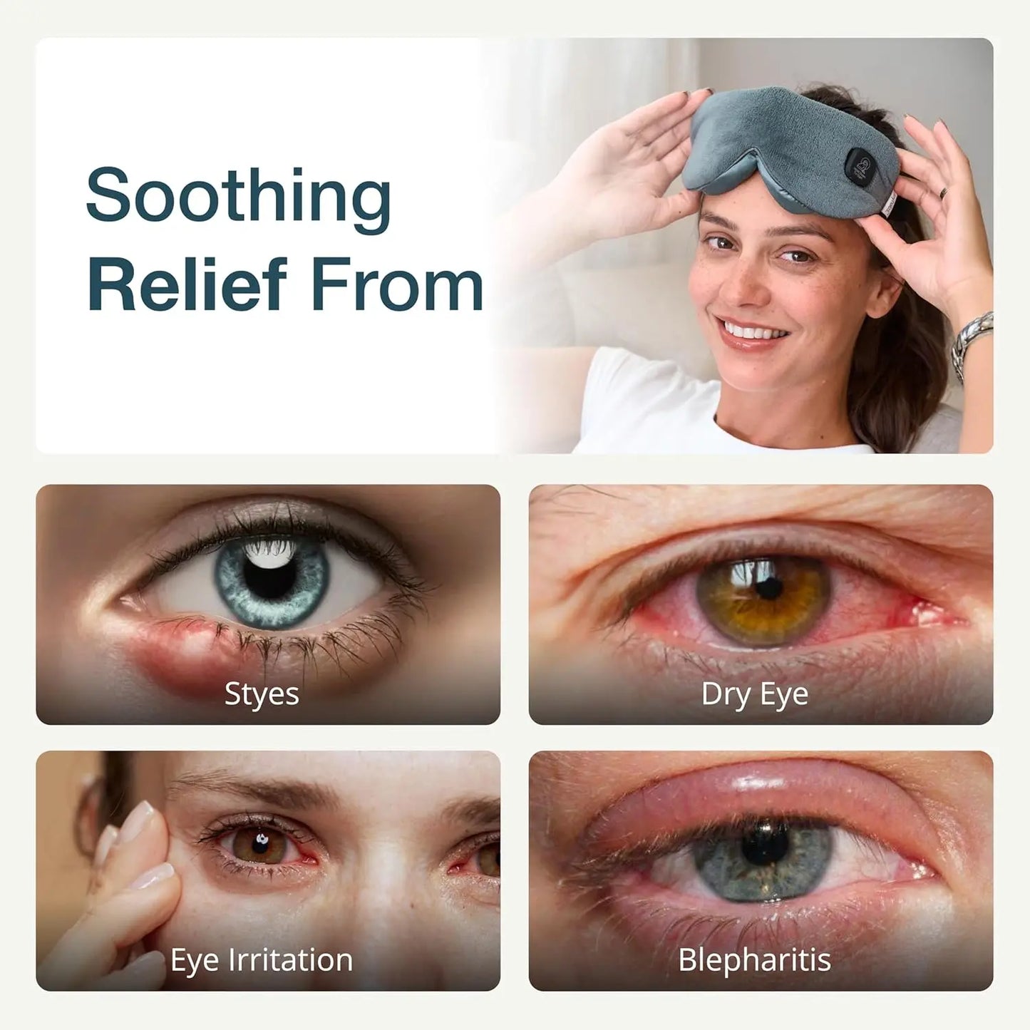 Myhalos Cordless Heated Eye Mask for Dry Eyes - Rechargeable Eye Heat Mask - Dry Eye Mask with Washable Cover - Warm Compress for Eyes, Styes & Blepharitis - USB Heated Eye Mask for Dry Eyes