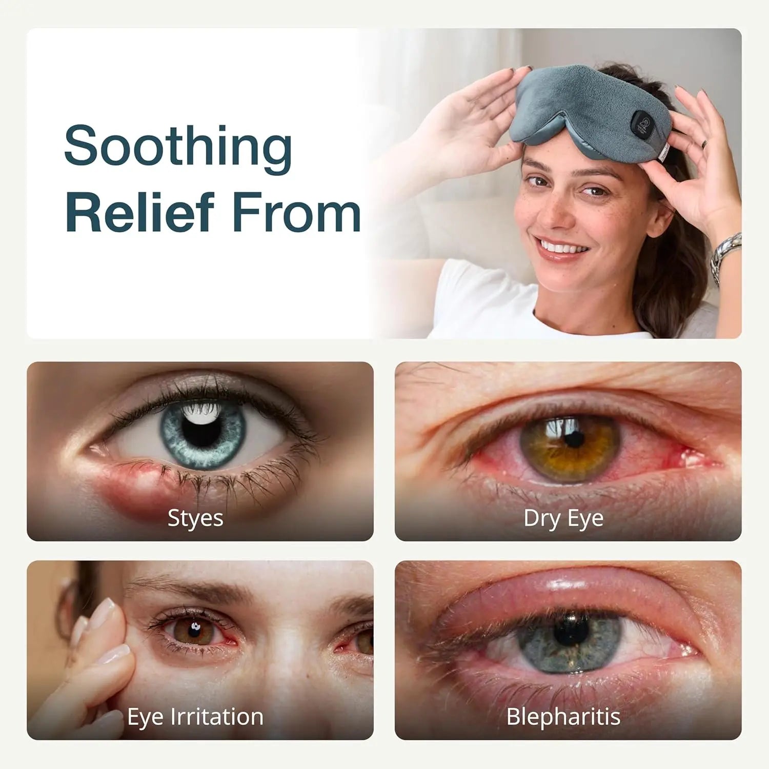 Myhalos Cordless Heated Eye Mask for Dry Eyes - Rechargeable Eye Heat Mask - Dry Eye Mask with Washable Cover - Warm Compress for Eyes, Styes & Blepharitis - USB Heated Eye Mask for Dry Eyes