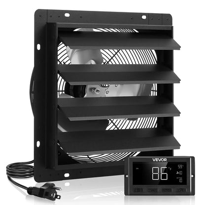 【Fathersdaygift】Vevor 14-In Wall Mounted Shutter Exhaust Fan2000 CFM EC Motor Fan with Smart Programmingvariable Speedtemperature Control & Timerfor Shedgarage Ventilation Coolingblack