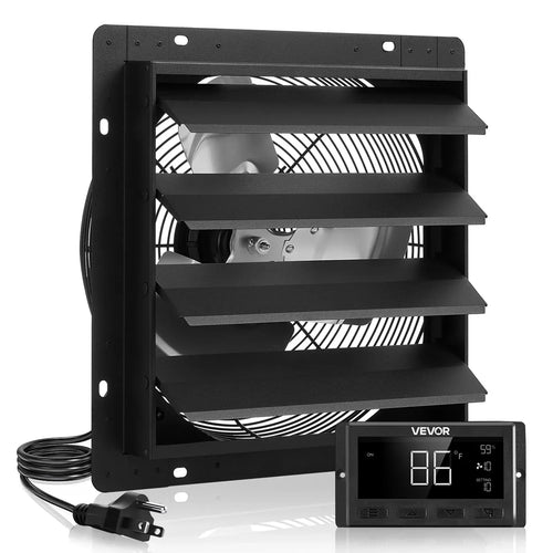 【Fathersdaygift】Vevor 14-In Wall Mounted Shutter Exhaust Fan2000 CFM EC Motor Fan with Smart Programmingvariable Speedtemperature Control & Timerfor Shedgarage Ventilation Coolingblack