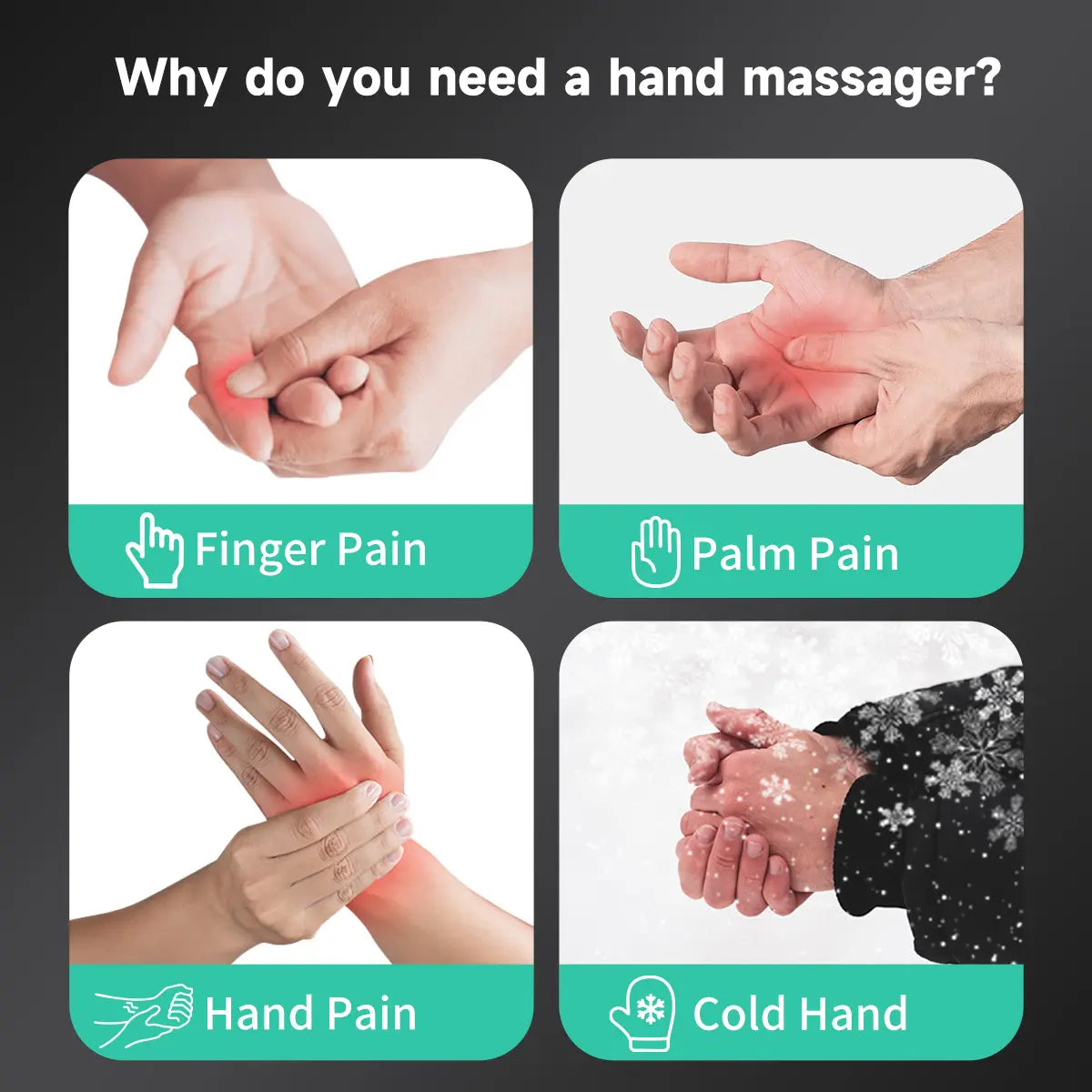 Medcursor Cordless Hand Massager, Hand Massager with Heat, Hand Warmer with Acupressure Beads, 6 Massage Modes, 2 Heat Levels, 3 Timers