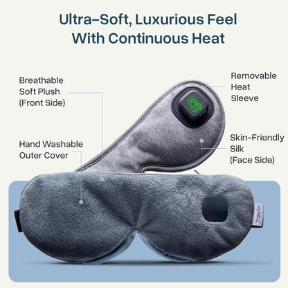 Myhalos Cordless Heated Eye Mask for Dry Eyes - Rechargeable Eye Heat Mask - Dry Eye Mask with Washable Cover - Warm Compress for Eyes, Styes & Blepharitis - USB Heated Eye Mask for Dry Eyes