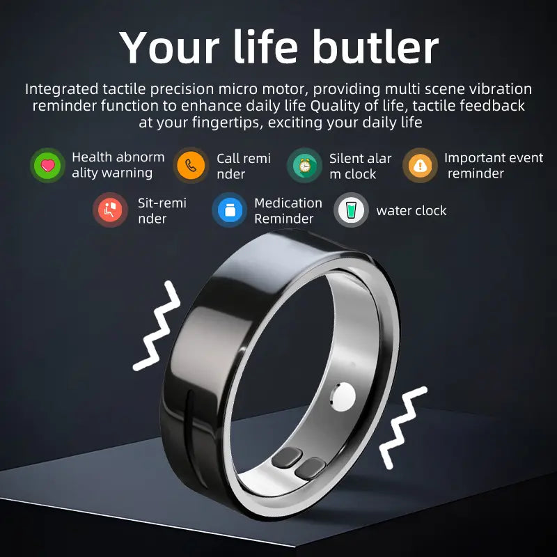 Ceramic Outer Ring Smart Ring for Health Monitoring – Intelligent Heart Rate & Sleep Tracker with Motor Vibration Reminder, Waterproof Fitness Tracker Ring for Men Women, Customizable Appearance Health Wearable Device