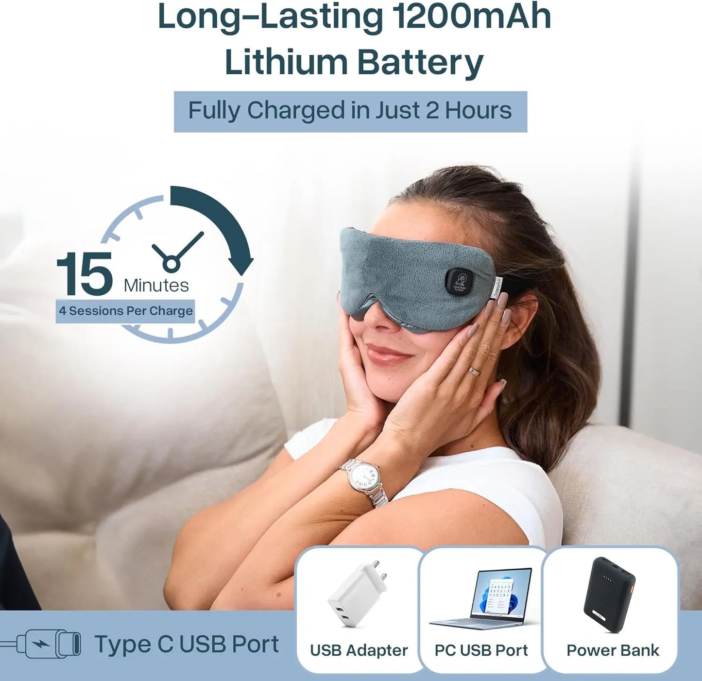 Myhalos Cordless Heated Eye Mask for Dry Eyes - Rechargeable Eye Heat Mask - Dry Eye Mask with Washable Cover - Warm Compress for Eyes, Styes & Blepharitis - USB Heated Eye Mask for Dry Eyes
