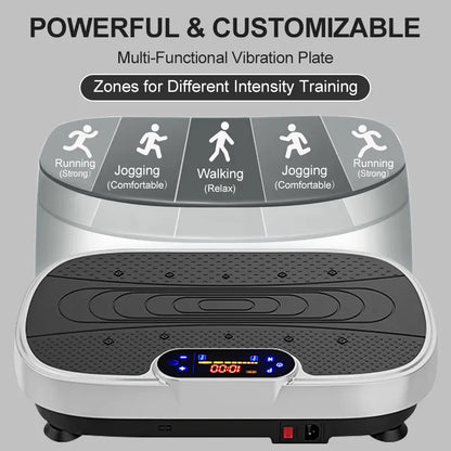 Vibration Plate Fitness Platform Exercise Machine Vibrating Lymphatic Drainage Shaking Full Body Shaker Workout Vibrate Stand Shake Board Sport Gym for Weight Loss Fat Burner for Women Men