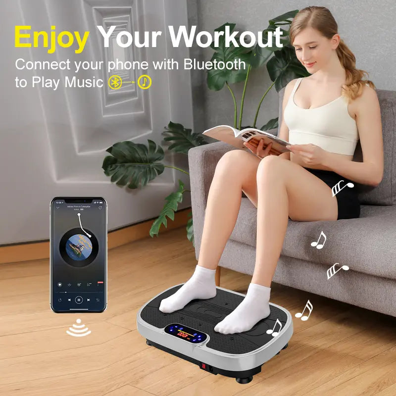 Vibration Plate Fitness Platform Exercise Machine Vibrating Lymphatic Drainage Shaking Full Body Shaker Workout Vibrate Stand Shake Board Sport Gym for Weight Loss Fat Burner for Women Men