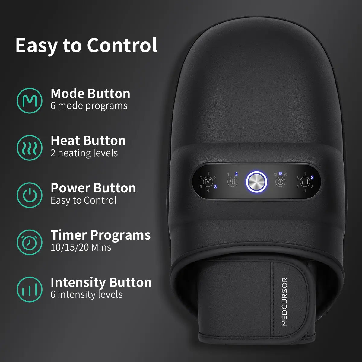 Medcursor Cordless Hand Massager, Hand Massager with Heat, Hand Warmer with Acupressure Beads, 6 Massage Modes, 2 Heat Levels, 3 Timers