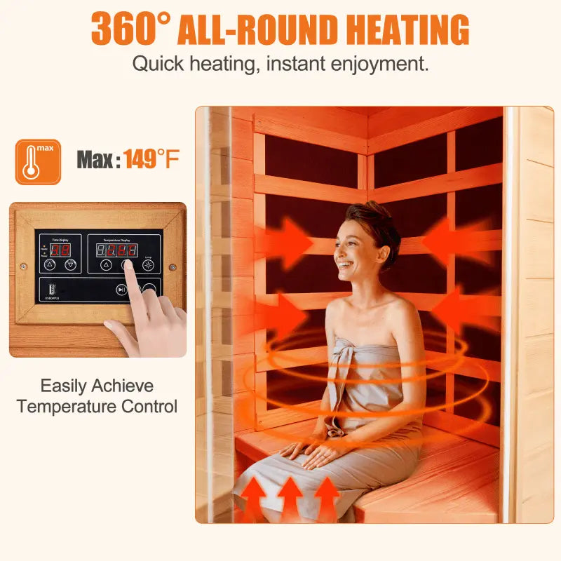 Mini Far Infrared Home Sauna - Low EMF Design Featuring Chromotherapy Lighting & Red Light, Spa-Quality for Home Use