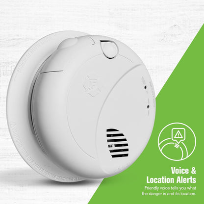 SMCO100V-AC, Interconnect Hardwire Combination Smoke & Carbon Monoxide Alarm with Battery Backup and Voice & Location Alerts, 6-Pack