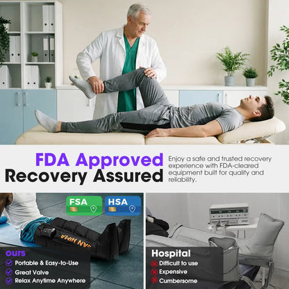 SAN HIMA Cordless Air Compression Leg Massager with Heat - Sequential Full Leg Compression Boots for Circulation & Pain Relief | 6 Modes 8 Intensity Recovery Boots for Daily Recovery - Feet, Calves & Thighs