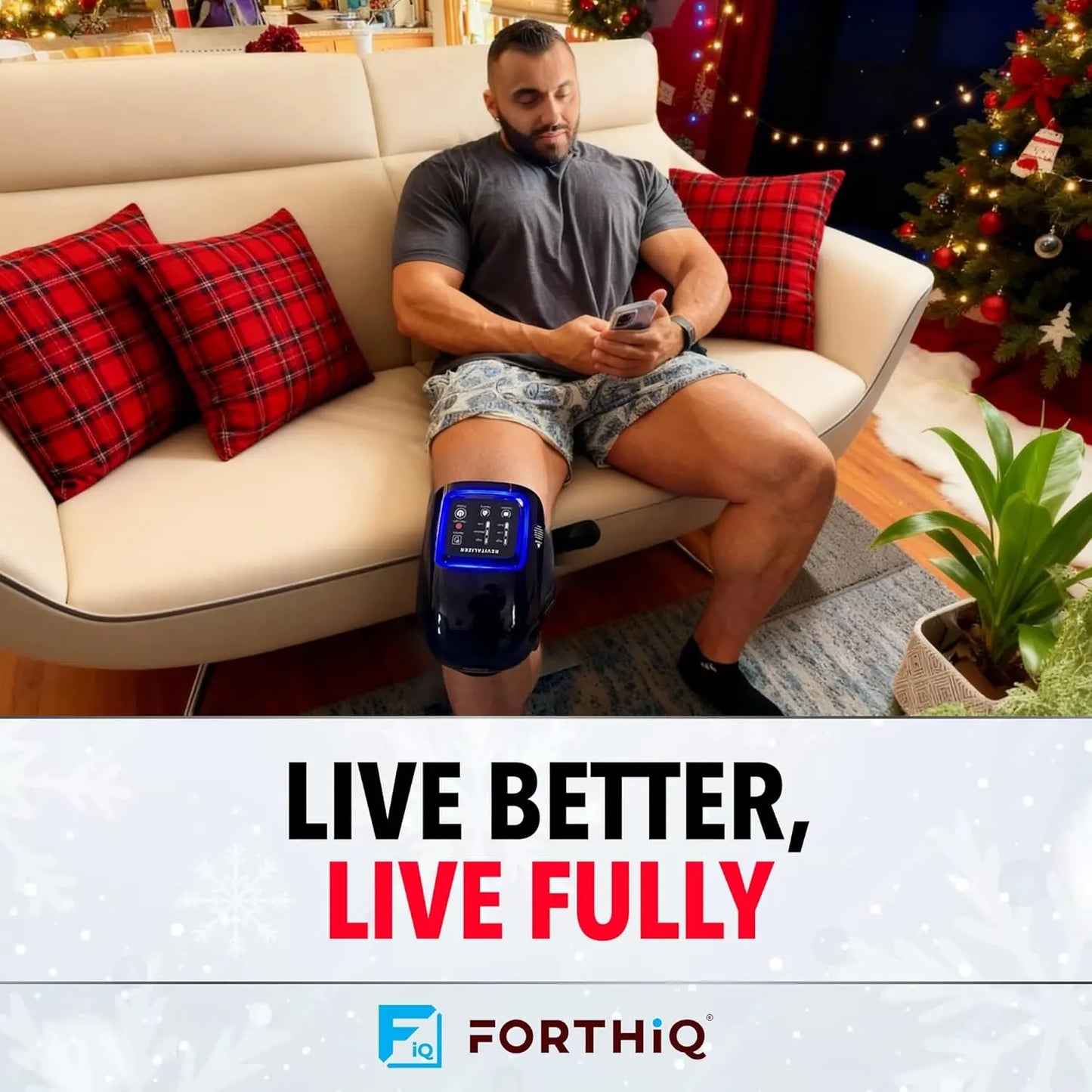 Forthiq Knee Massager Pro+, with Heat, Dual-Wavelength Red Light & Vibration, Cordless, Portable, Saves Your Settings, 6-In-1, Ideal Gifts