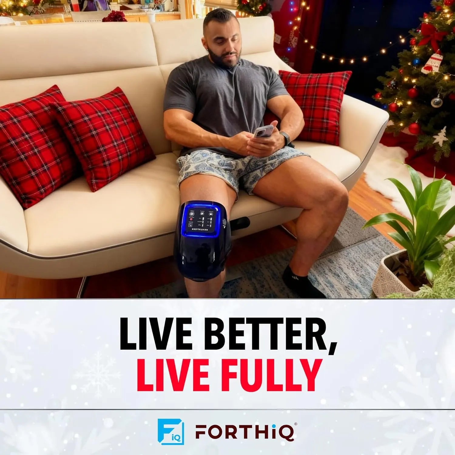 Forthiq Knee Massager Pro+, with Heat, Dual-Wavelength Red Light & Vibration, Cordless, Portable, Saves Your Settings, 6-In-1, Ideal Gifts