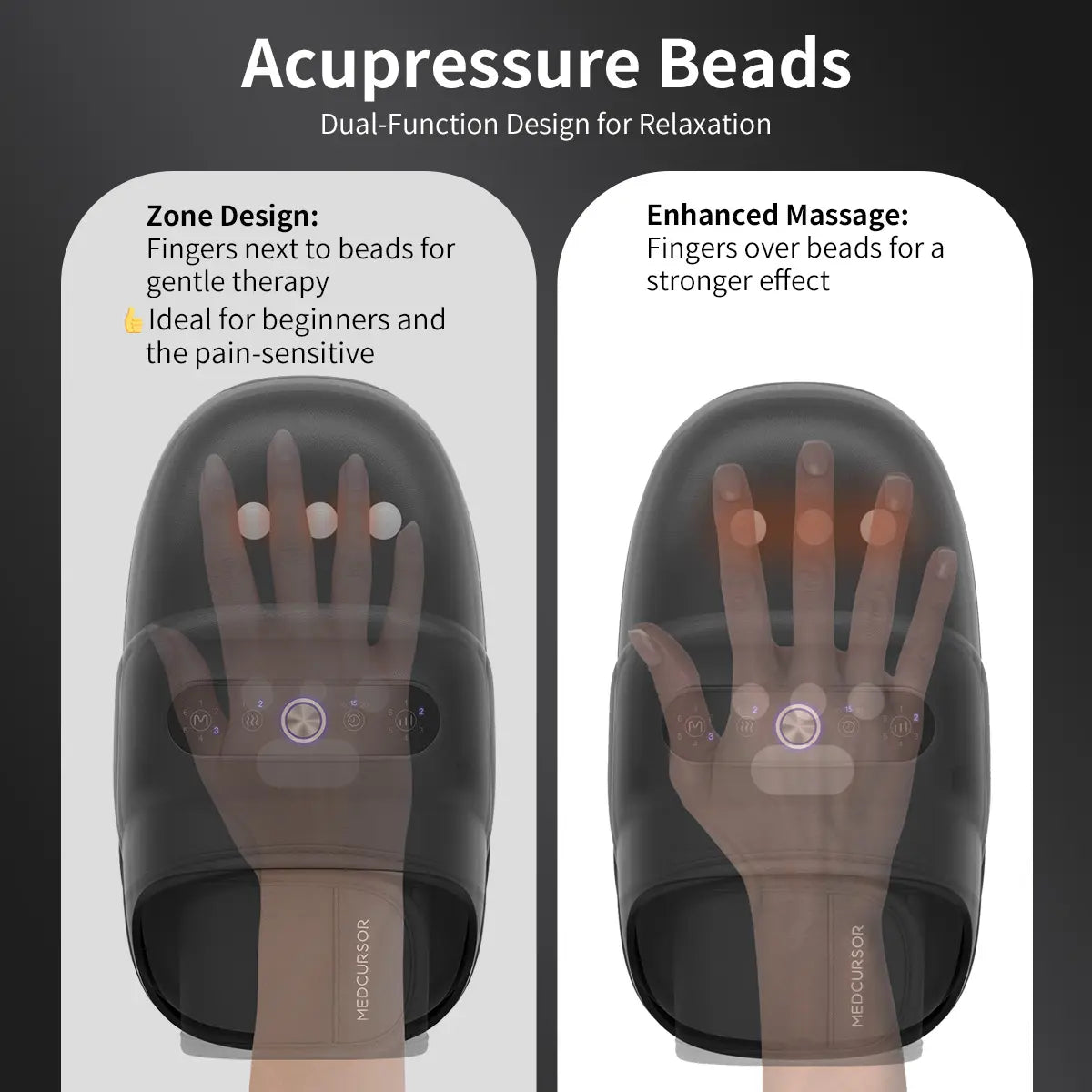 Medcursor Cordless Hand Massager, Hand Massager with Heat, Hand Warmer with Acupressure Beads, 6 Massage Modes, 2 Heat Levels, 3 Timers