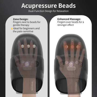 Medcursor Cordless Hand Massager, Hand Massager with Heat, Hand Warmer with Acupressure Beads, 6 Massage Modes, 2 Heat Levels, 3 Timers