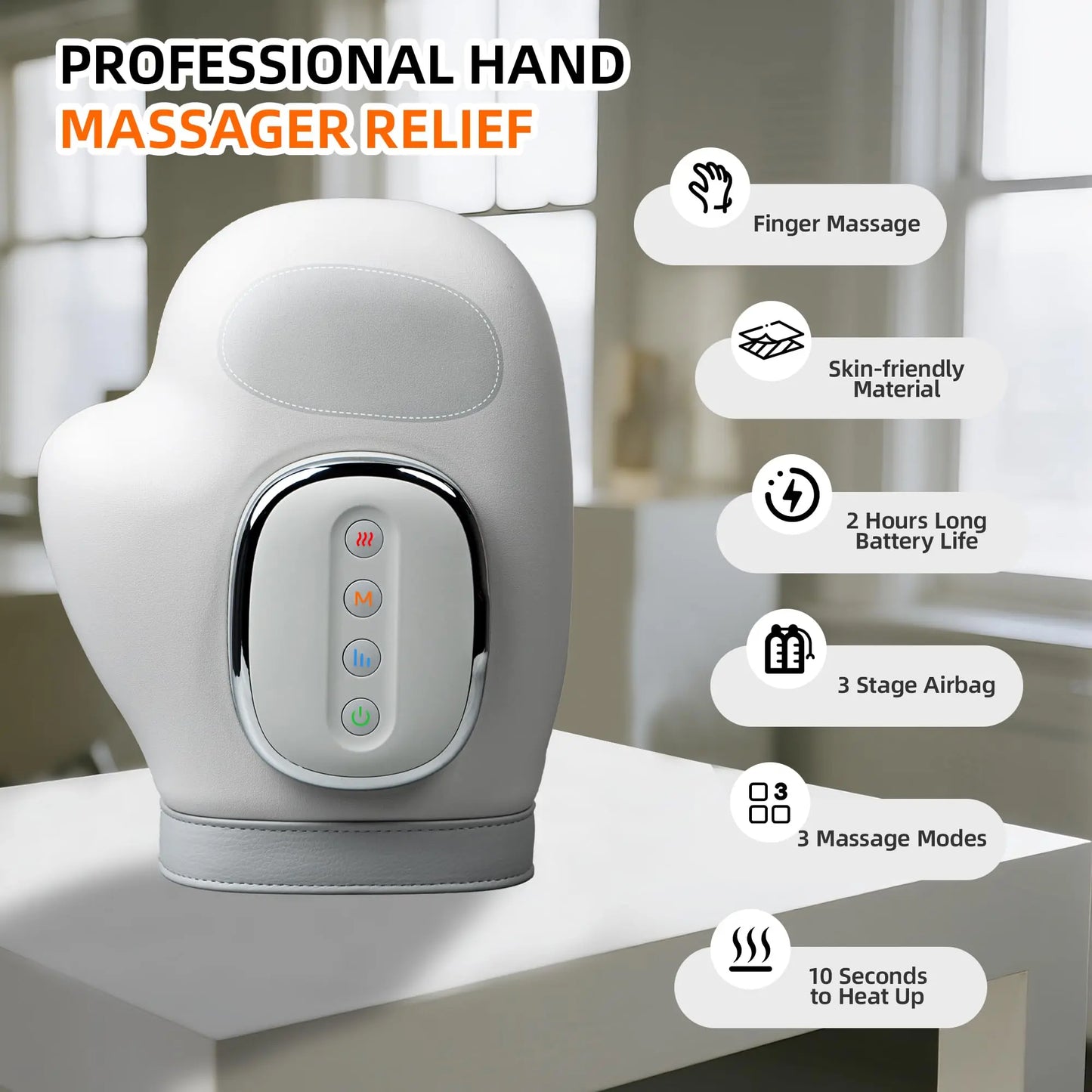Hand Massager with Heat and Compression, Cordless Hand Massager, Finger Massager, 2025 Updated Carpal Tunnel Relief & Wrist Relief Massager, Gift for Women Men